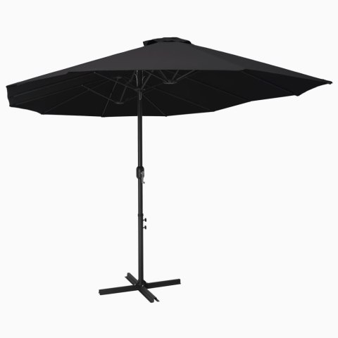 PARASOL OGRODOWY NA SŁUPKU ALUMINIOWYM 460X 270CM CZARNY