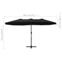 PARASOL OGRODOWY NA SŁUPKU ALUMINIOWYM 460X 270CM CZARNY