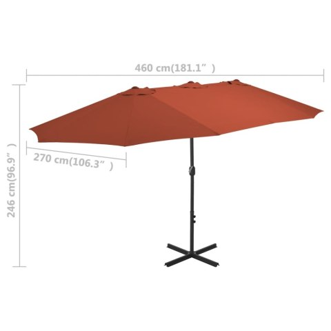PARASOL OGRODOWY NA SŁUPKU ALUMINIOWYM 460X 270CM TERAKOTA