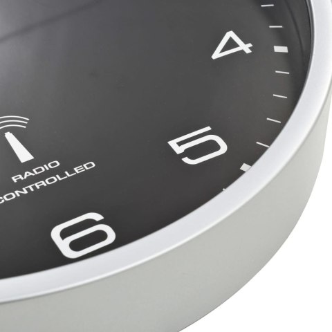 STEROWANY RADIOWO ZEGAR Z MECHANIZMEM KWARCOWYM 31CM CZARNY