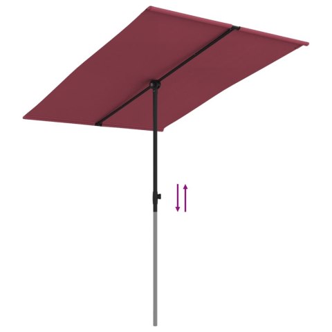 PARASOL OGRODOWY NA SŁUPKU ALUMINIOWYM 2X1,5M BORDO