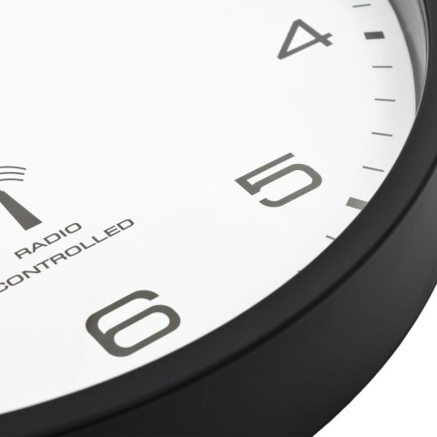 STEROWANY RADIOWO ZEGAR KWARCOWY 31CM BIAŁO-CZARNY