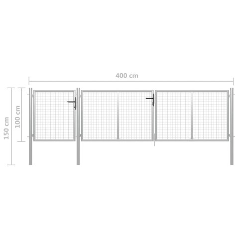 BRAMA OGRODZENIOWA STALOWA 400X 100CM SREBRNA