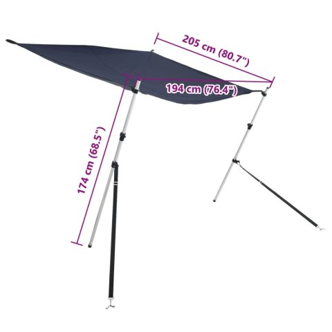 PRZEDŁUŻENIE DASZKA T-TOP DO ŁODZI 170X170X113-182,5CM NIEBIESKI