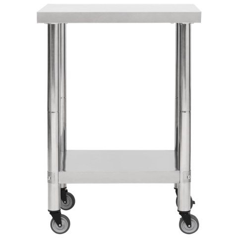 KUCHENNY STÓŁ ROBOCZY NA KÓŁKACH 60X30X85CM STAL NIERDZEWNA
