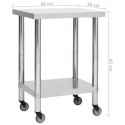 KUCHENNY STÓŁ ROBOCZY NA KÓŁKACH 60X30X85CM STAL NIERDZEWNA
