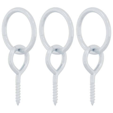 KÓŁKA UWIĄZOWE ZE ŚRUBAMI OCZKOWYMI 3 SZT. SREBRNE STALOWE