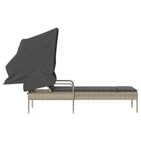 LEŻANKA Z ZADASZENIEM JASNOSZARA POLIRATTAN