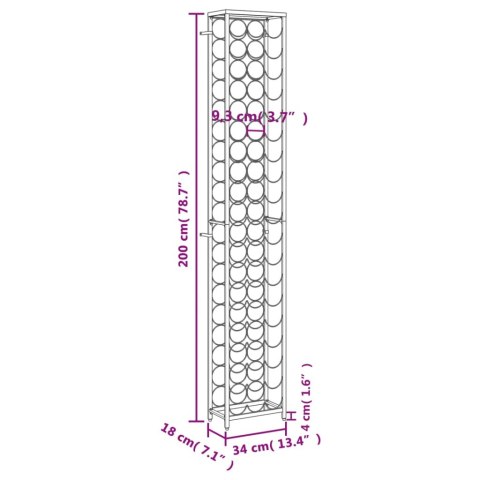 STOJAK NA 57 BUTELEK CZARNY 34X18X200CM KUTE ŻELAZO