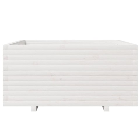 DONICA OGRODOWA BIAŁA 100X100X49,5CM LITE DREWNO SOSNOWE