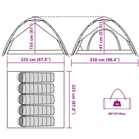 NAMIOT 5-OS. SZARO-POMARAŃCZOWY SZYBKIE ROZKŁADANIE