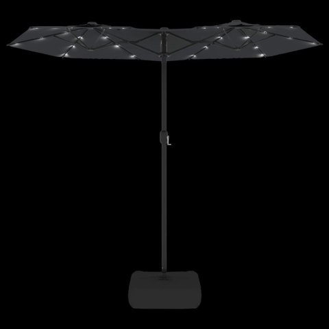PARASOL OGRODOWY PODWÓJNY Z LED CZARNY 316X240CM