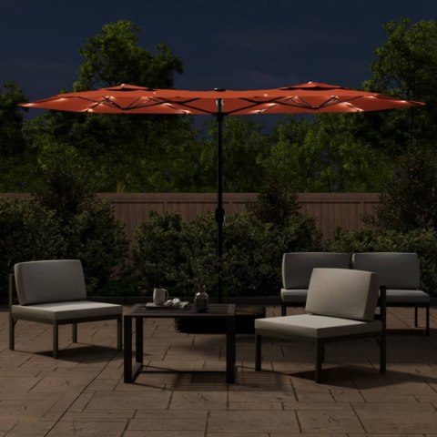 PARASOL OGRODOWY PODWÓJNY Z LED TERAKOTA 316X240CM