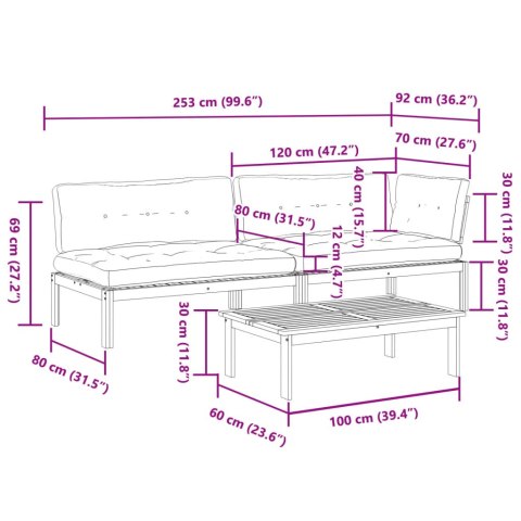 3-CZ. ZESTAW WYPOCZYNKOWY DO OGRODU Z PODUSZKAMI AKACJOWY