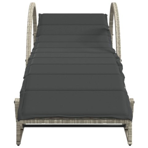 LEŻAKI Z PODUSZKAMI 2 SZT. JASNOSZARE POLIRATTAN