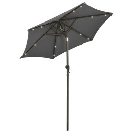 PARASOL Z LAMPKAMI LED ANTRACYTOWY 200X211CM ALUMINIUM