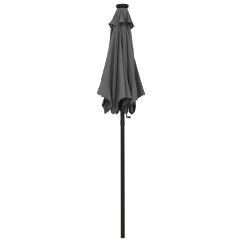 PARASOL Z LAMPKAMI LED ANTRACYTOWY 200X211CM ALUMINIUM