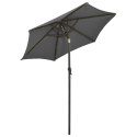 PARASOL Z LAMPKAMI LED ANTRACYTOWY 200X211CM ALUMINIUM