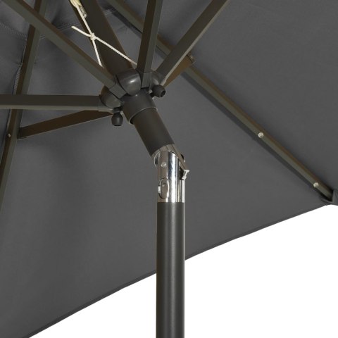 PARASOL Z LAMPKAMI LED ANTRACYTOWY 200X211CM ALUMINIUM