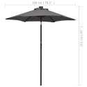PARASOL Z LAMPKAMI LED ANTRACYTOWY 200X211CM ALUMINIUM