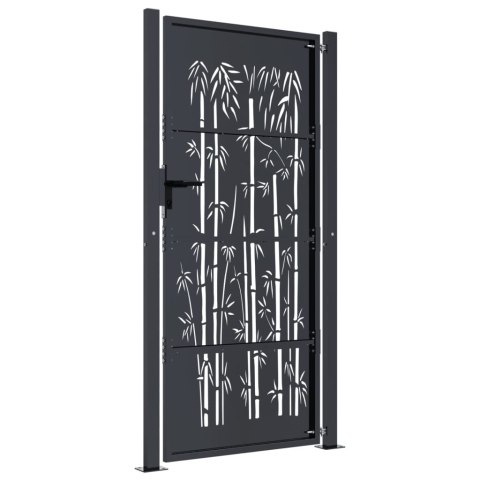 FURTKA OGRODOWA ANTRACYTOWA 105X180CM STAL MOTYW BAMBUSA