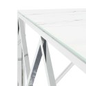 STOLIK KAWOWY SREBRNY 80X80X40CM STAL NIERDZEWNA I SZKŁO