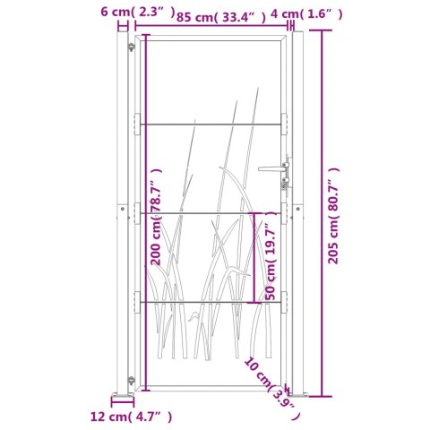 FURTKA OGRODOWA 105X205CM STAL KORTENOWSKA MOTYW TRAWY