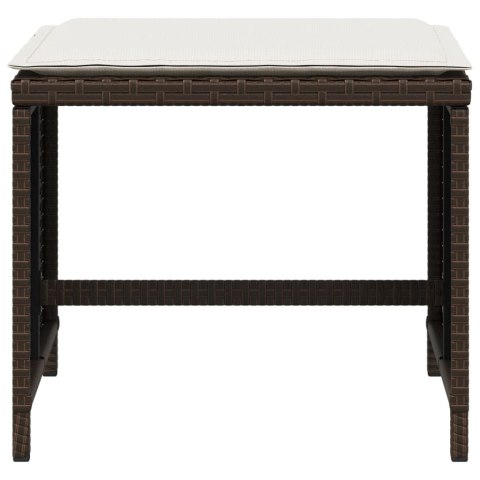 STOŁKI OGRODOWE Z PODUSZKAMI 4 SZT. BRĄZOWE 40X40X35CM