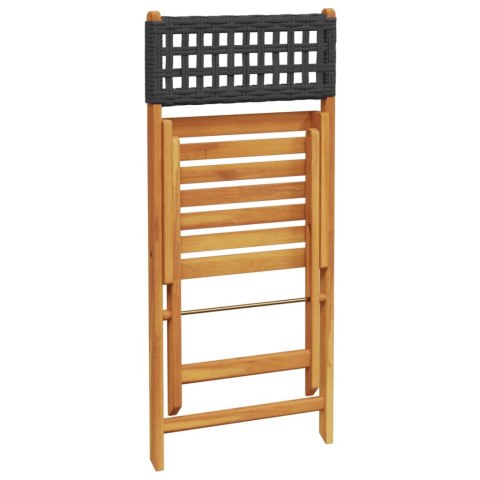 KRZESŁA BISTRO 2 SZT. CZARNE DREWNO AKACJOWE I POLIRATTAN