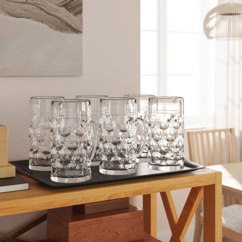 KUFLE SZKLANKI Z RĄCZKĄ DO PIWA BECZKA GRUBE SZKŁO 500ML 6SZT