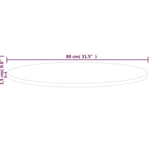OKRĄGŁY BLAT DO STOLIKA Ø80X1,5CM SUROWE DREWNO DĘBOWE