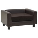 SOFA DLA PSA BRĄZOWA 60X43X30CM PLUSZ I SZTUCZNA SKÓRA