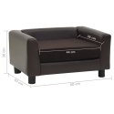 SOFA DLA PSA BRĄZOWA 60X43X30CM PLUSZ I SZTUCZNA SKÓRA