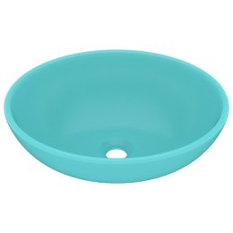 LUKSUSOWA OWALNA UMYWALKA MATOWA JASNA ZIELEŃ 40X33CM