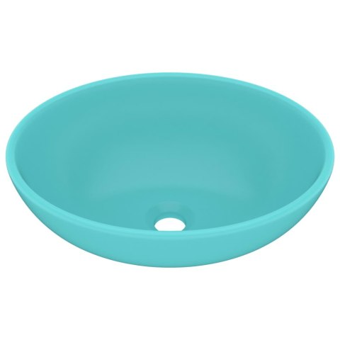 LUKSUSOWA OWALNA UMYWALKA MATOWA JASNA ZIELEŃ 40X33CM