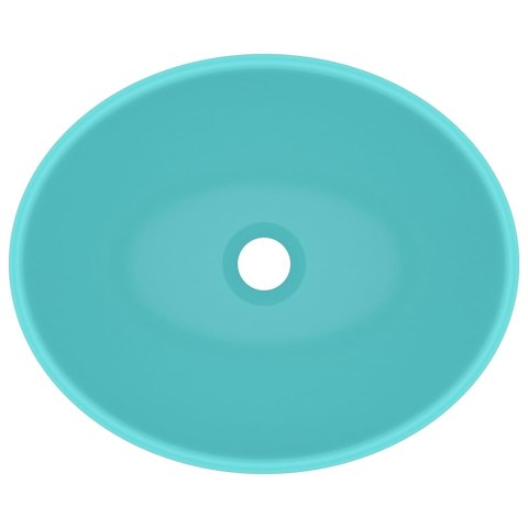 LUKSUSOWA OWALNA UMYWALKA MATOWA JASNA ZIELEŃ 40X33CM