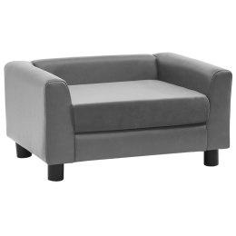 SOFA DLA PSA SZARA 60X43X30CM PLUSZ I SZTUCZNA SKÓRA