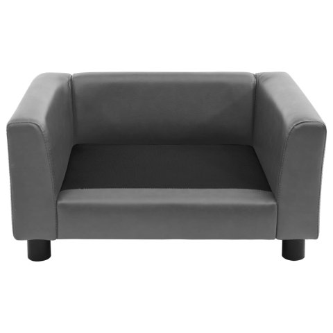ELEGANCKA KANAPA LEGOWISKO DLA PSA SZARA 60X43X30CM PLUSZ I SZTUCZNA SKÓRA