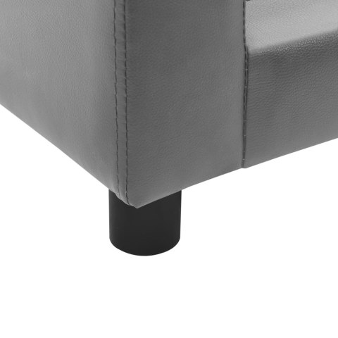 ELEGANCKA KANAPA LEGOWISKO DLA PSA SZARA 60X43X30CM PLUSZ I SZTUCZNA SKÓRA