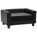 SOFA DLA PSA CZARNA 60X43X30CM PLUSZ I SZTUCZNA SKÓRA