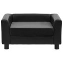 SOFA DLA PSA CZARNA 60X43X30CM PLUSZ I SZTUCZNA SKÓRA