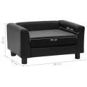 SOFA DLA PSA CZARNA 60X43X30CM PLUSZ I SZTUCZNA SKÓRA