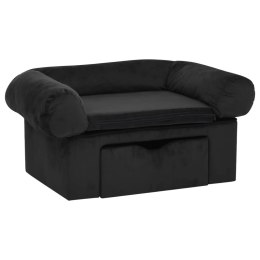 SOFA DLA PSA Z SZUFLADĄ CZARNA 75X50X38CM PLUSZOWA