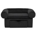 SOFA DLA PSA Z SZUFLADĄ CZARNA 75X50X38CM PLUSZOWA