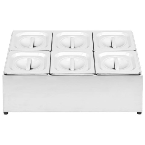 EKSPOZYTOR Z 6 POJEMNIKAMI GN 1/6 STAL NIERDZEWNA