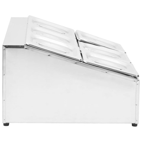 EKSPOZYTOR Z 6 POJEMNIKAMI GN 1/6 STAL NIERDZEWNA