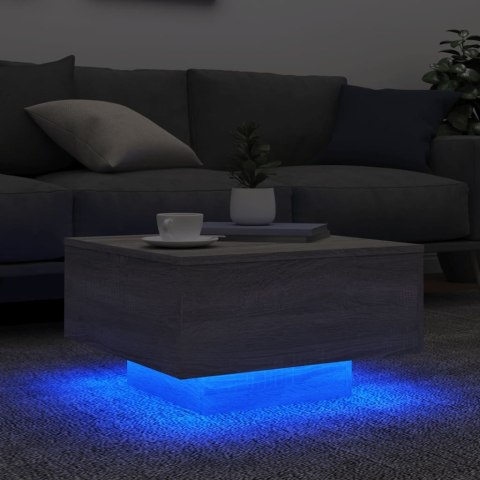 STOLIK KAWOWY Z LED SZARY DĄB SONOMA 55X55X31CM