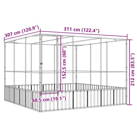 WOLIERA PTASZARNIA KLATKA DLA PTAKÓW 311X307X212CM STAL