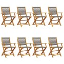 SKŁADANE KRZESŁA OGRODOWE 8 SZT. SZARE LITE DREWNO AKACJOWE