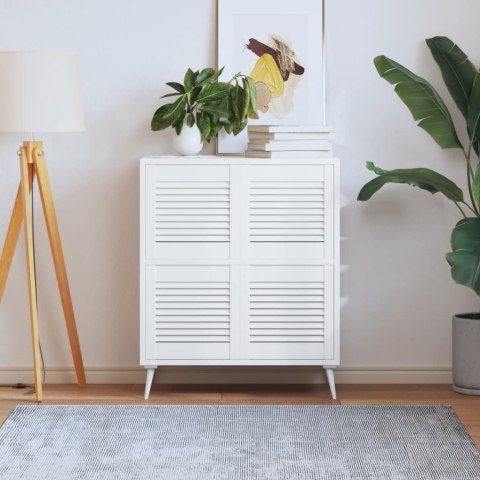 DRZWI ŻALUZJOWE DO SZAFKI 4 SZT. BIAŁE 39,5X39,4CM SOSNOWE